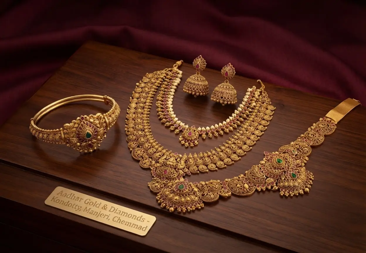 Traditional Kerala bridal gold jewellery from Aadhar Gold & Diamonds